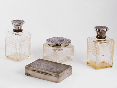 Set da Toilette in Argento e Cristallo