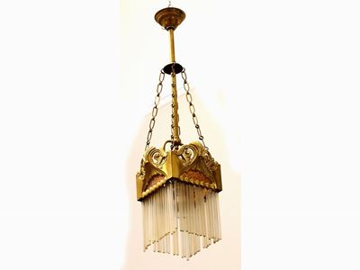 Lampadario Liberty in Ottone
