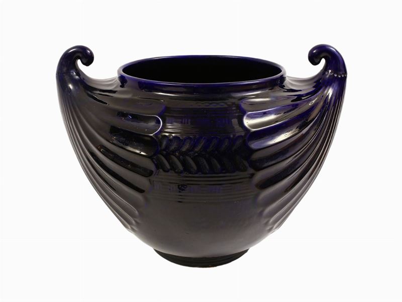 Grande Portavasi in Ceramica Blu