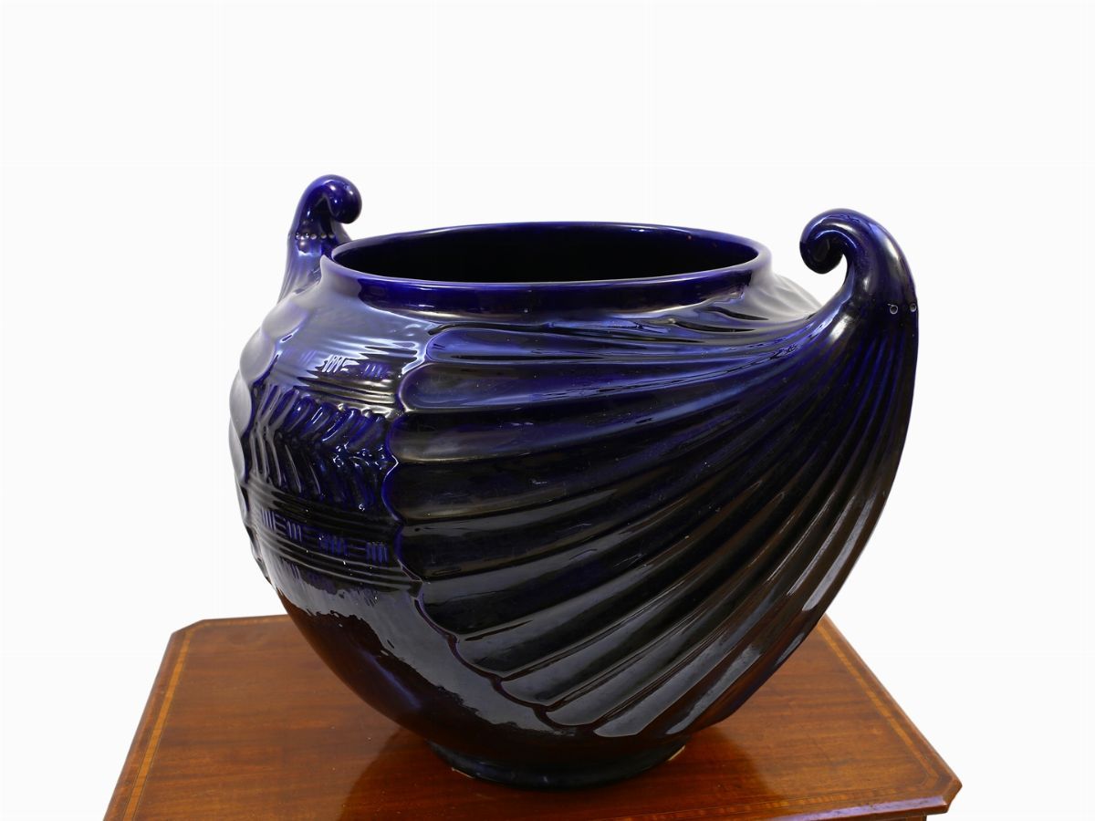 Grande Portavasi in Ceramica Blu