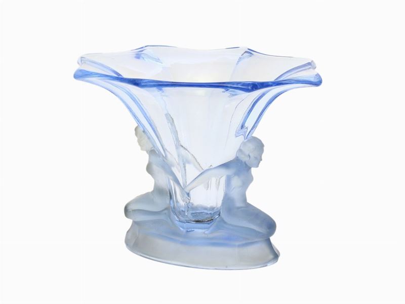 Vaso Decò in Cristallo Celeste