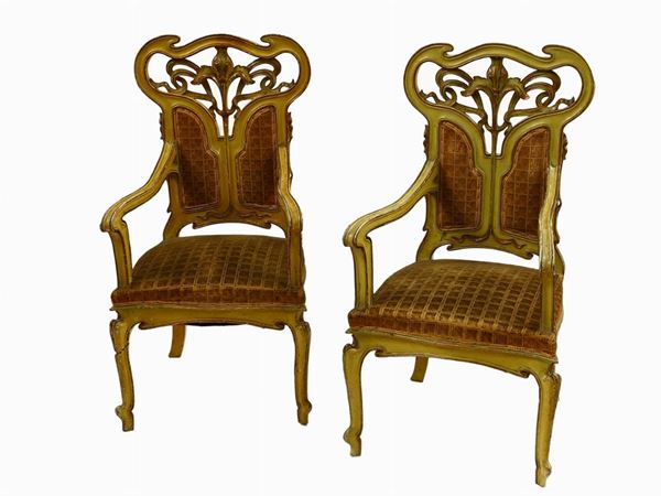 A pair of Art Nouveau armchairs  (early 20th century)  - Auction A florentine collection - Maison Bibelot - Casa d'Aste Firenze - Milano