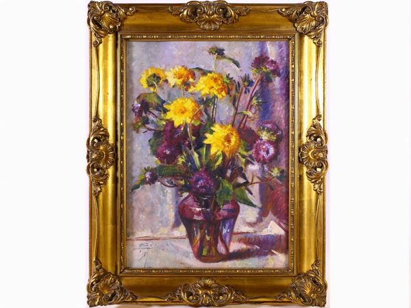 Corrado Michelozzi : Vase of flowers  ((1883-1956))  - Auction A florentine collection - Maison Bibelot - Casa d'Aste Firenze - Milano