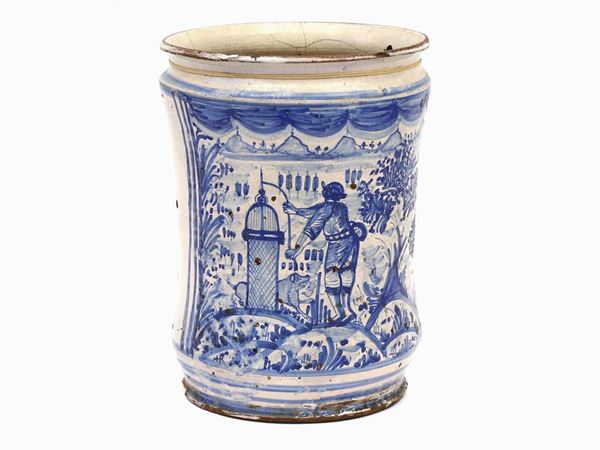 Grande vaso ad alberello in maiolica  (ambito ligure, XVIII secolo)  - Asta Una Collezione Fiorentina - Maison Bibelot - Casa d'Aste Firenze - Milano