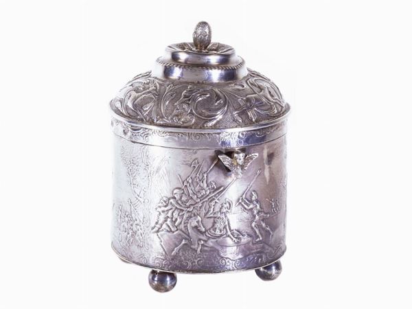 A silver tea box