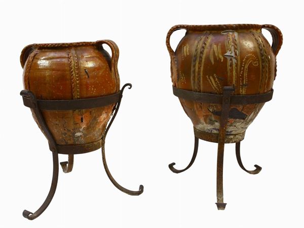 Two ancient terracotta pots