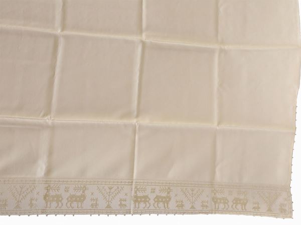 An écru linen double sheet