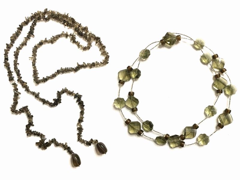 Lotto di Collane Bijoux in Vetro, Pietre Dure e Resina