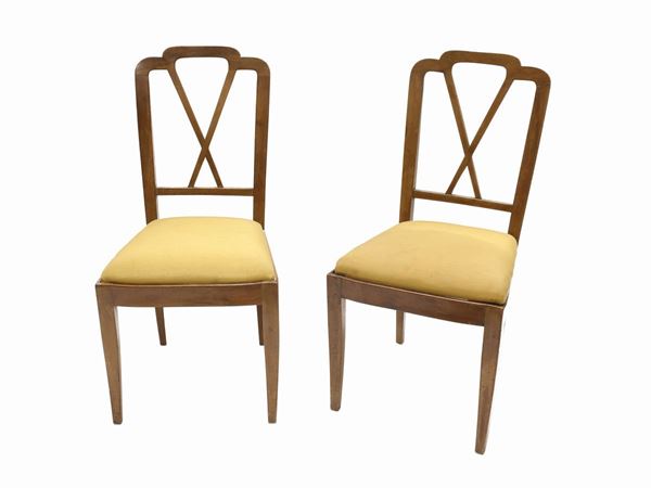Serie di cinque sedie in noce  (metà del XX secolo)  - Asta Arredi e Dipinti Antichi da un appartamento fiorentino - Maison Bibelot - Casa d'Aste Firenze - Milano