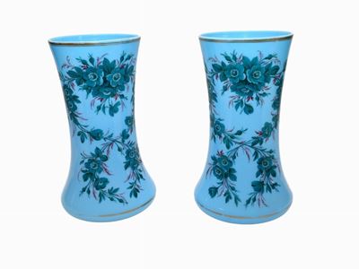Coppia di Vasi in Opaline Turchese