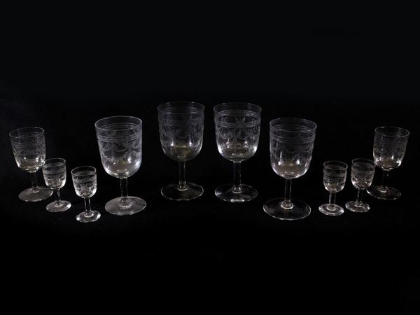 A glass glasses service  (early 20th century)  - Auction Furniture and paintings from florentine apartment - Maison Bibelot - Casa d'Aste Firenze - Milano