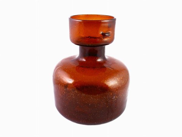 A brown glass bottle with small air bubbles  (Italy, 20th century)  - Auction Only Glass - Maison Bibelot - Casa d'Aste Firenze - Milano