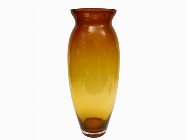 A big amber colour glass vase