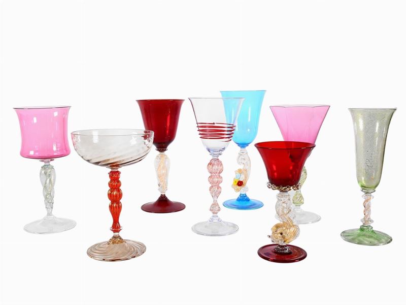 Otto Calici in Vetro Soffiato di Murano Multicolori