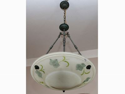 Lampadario in Vetro Pressato e Satinato e Metallo