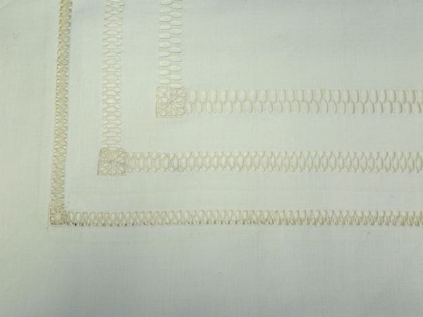 Ivory linen set of sheets, florentine manufacture