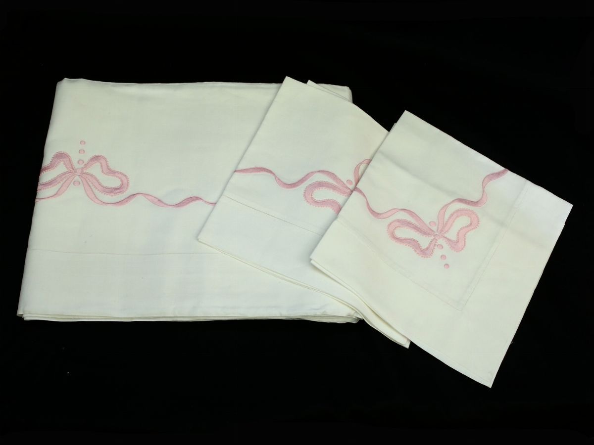 Parure Matrimoniale in Lino Bianco, Artigianato Fiorentino
