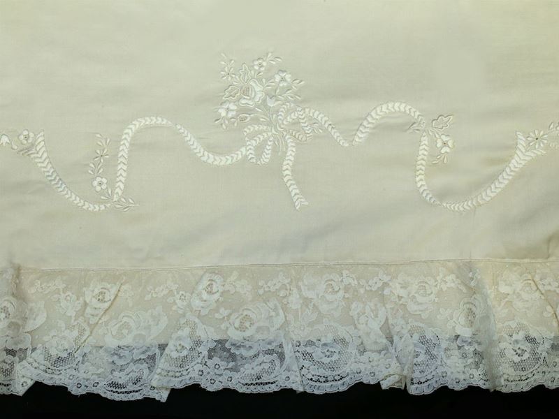 Completo Matrimoniale in Seta Beige, Artigianato Fiorentino