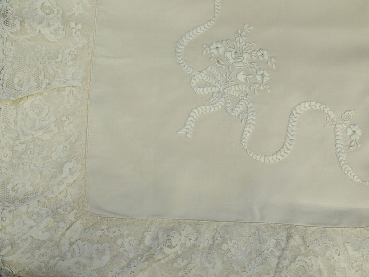 Completo Matrimoniale in Seta Beige, Artigianato Fiorentino