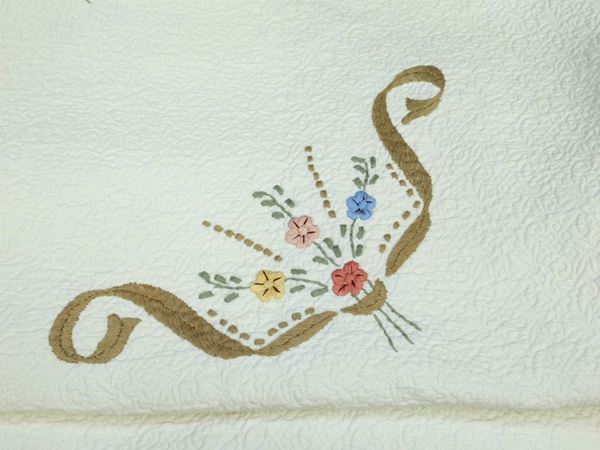 White piquet cotton bed cover