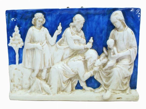 A ceramic plaque Robbia's style  - Auction The florentine house of the soprano Marcella Tassi - Maison Bibelot - Casa d'Aste Firenze - Milano