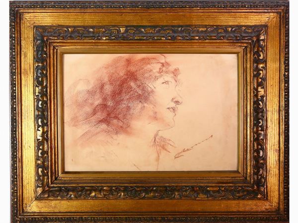 Cipriano Mannucci : Portrait of a woman  ((1882-1970))  - Auction The florentine house of the soprano Marcella Tassi - Maison Bibelot - Casa d'Aste Firenze - Milano