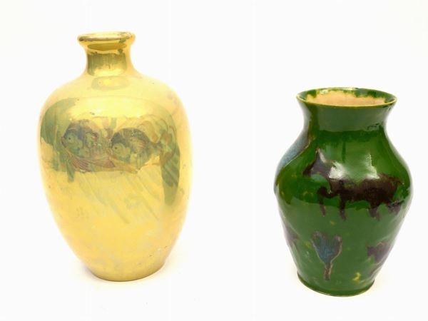 Vaso in ceramica smaltata lustro, St. Luckas