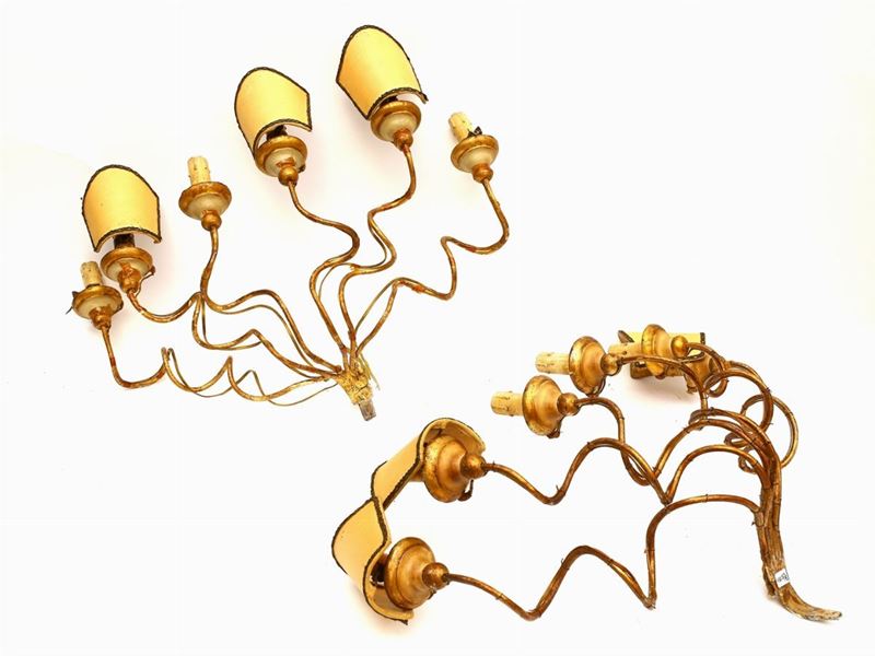 Coppia di Applique in Metallo e Legno