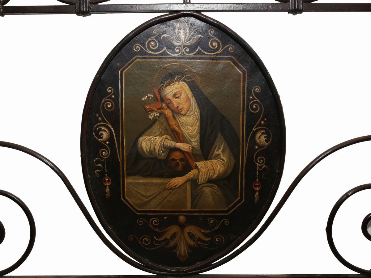 Letto Singolo a Baldacchino in Ferro Battuto