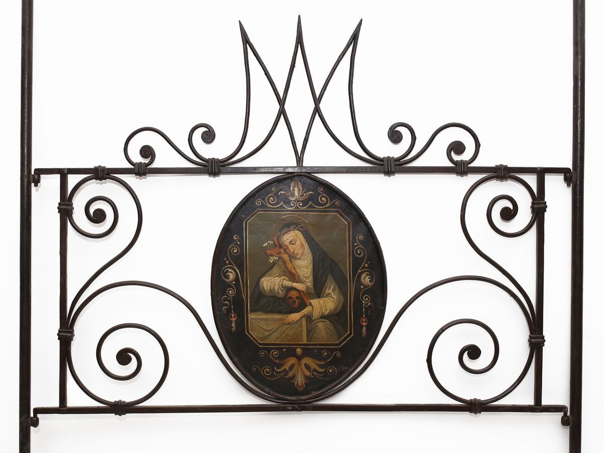Letto Singolo a Baldacchino in Ferro Battuto