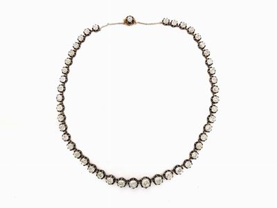 Collier Scalare in Oro Rosa a Bassa Lega, Argento e Diamanti