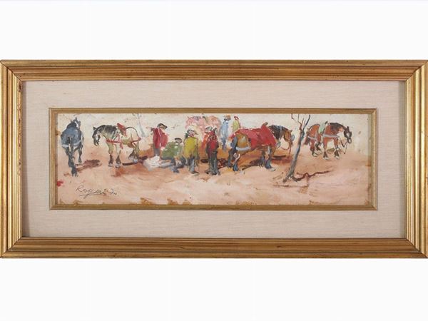 Basso Ragni : Figures with horses  ((1921-1979))  - Auction Modern and Contemporary Art - Maison Bibelot - Casa d'Aste Firenze - Milano