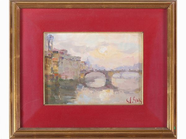 Gino Paolo Gori : Ponte Santa Trinita  ((1911-1991))  - Auction Modern and Contemporary Art - Maison Bibelot - Casa d'Aste Firenze - Milano