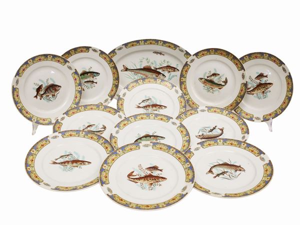 Servito di piatti da pesce in porcellana Richard Ginori