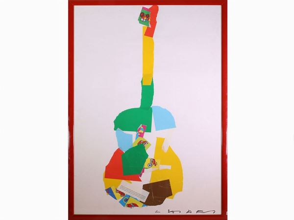 Giuseppe Chiari : Chitarra  ((1926-2007))  - Asta Arte Moderna e Contemporanea / Pittura dell'Ottocento / Fotografia Contemporanea - Maison Bibelot - Casa d'Aste Firenze - Milano