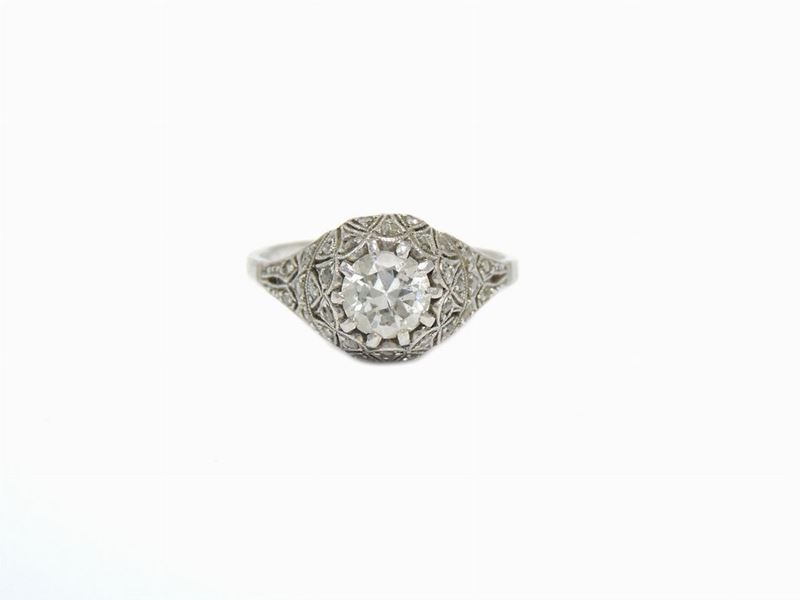 Anello Solitario in Platino con Diamante