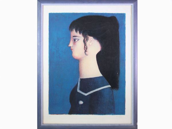 Antonio Bueno : Female portrait  ((1918-1984))  - Auction Furniture, Paintings and Curiosities from Private Collections - Maison Bibelot - Casa d'Aste Firenze - Milano