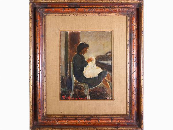 Guido Borgianni : Woman sewing  ((1915-2011))  - Auction Modern and Contemporary Art - Maison Bibelot - Casa d'Aste Firenze - Milano
