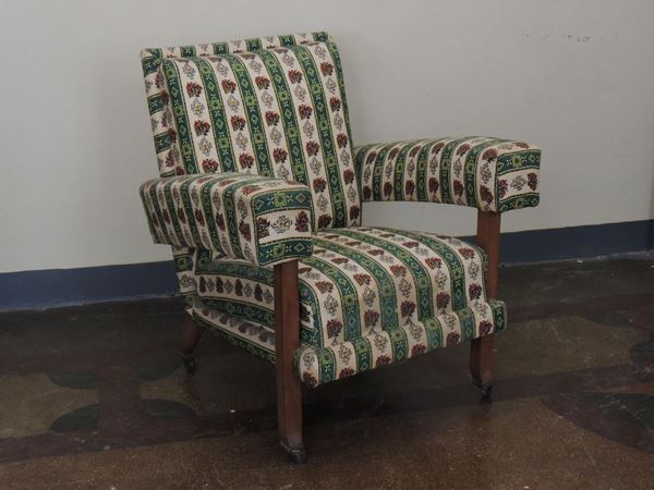 A curious upholstered armchair