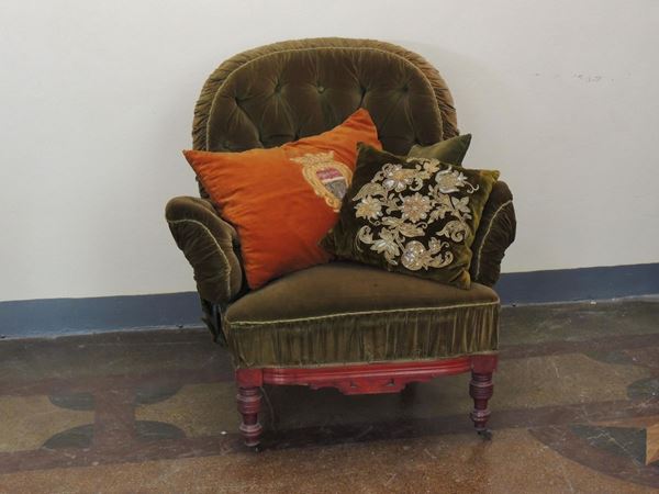 A mahogany upholstered armchair