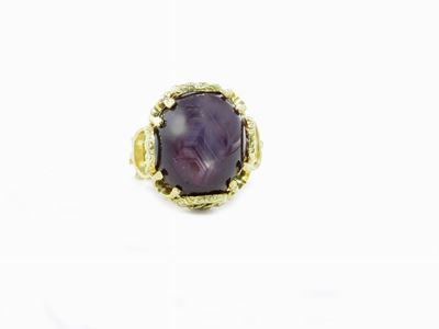 Anello Rayan Lynch "bisanzio" in Oro Giallo con Corindone Viola Stellato