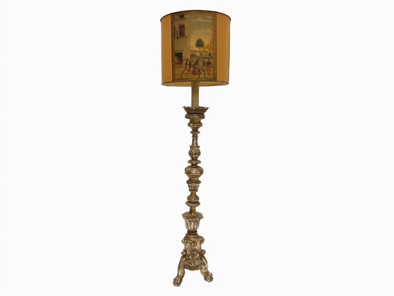 Grande Torciera in Legno Argentato