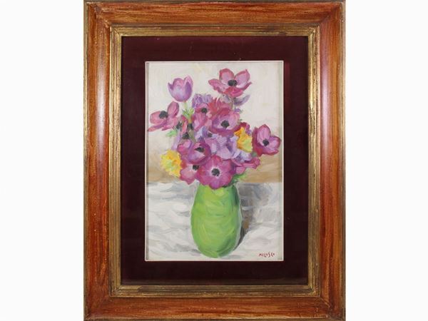 Nelusco Sarti : Flowers in a vase 1974  - Auction Modern and Contemporary Art - Maison Bibelot - Casa d'Aste Firenze - Milano