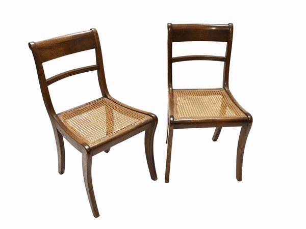 A walnut six chairs set from Villa Sparta Florence  (second half of the 19th century)  - Auction Furniture and paintings from florentine apartment - Maison Bibelot - Casa d'Aste Firenze - Milano