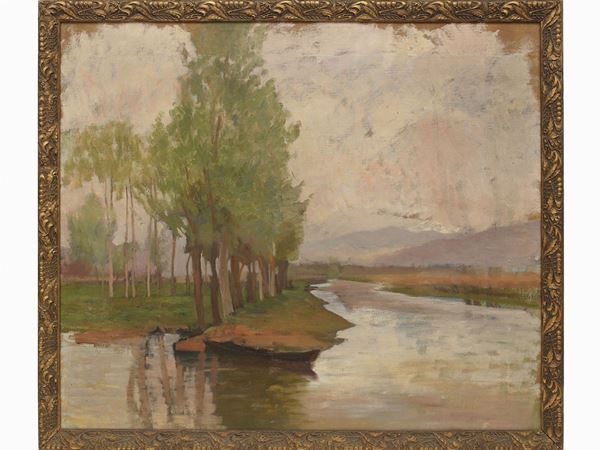Eugenio Cecconi - Paesaggio fluviale