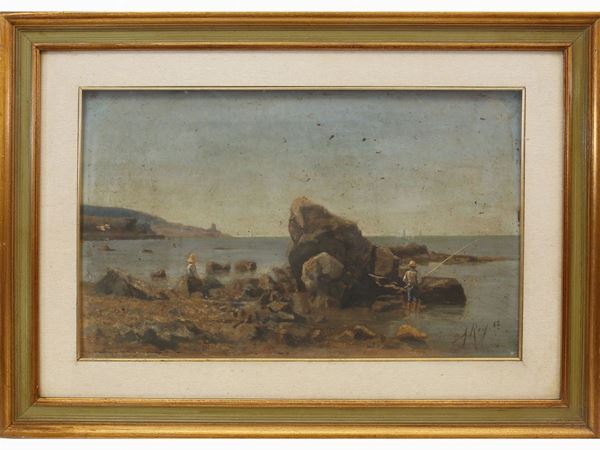 Seascape with fishermen