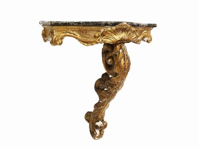 Gueridon Pensile in Legno Intagliato e Dorato