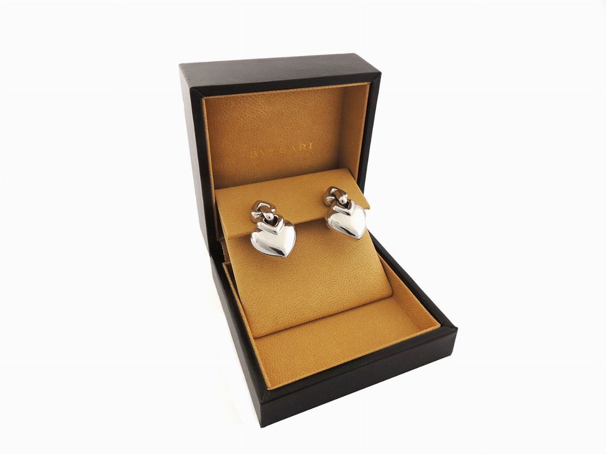 Orecchini Bulgari 'doppio Cuore' in Oro Bianco