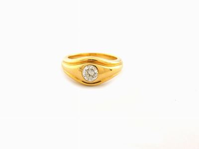 Anello Solitario Bulgari in Oro Giallo e Diamante