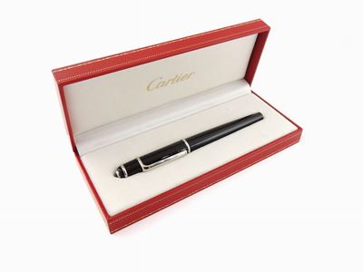 Penna Stilografica Cartier in Resina Nera e Palladio